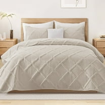Exclusivo Mezcla Ultrasonic Full Queen Quilt Set, 3-Piece Lightweight Bedspreads Modern Striped Coverlet, Brich Beige