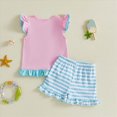 thumbnail image 4 of Paguaki Toddler Girls Dresses Outfits 1T 2T 3T 4T 5T 6T Toddler Girls Summer Clothes 5T Girls Sunflower Fly Sleeve T-shirt Denim Shorts 2PCs Set Dailywear, 4 of 5