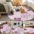 thumbnail image 5 of Boho Purple Flowers Round Area Rug 8Ft Washable Large Circle Rugs for Living Room Dorm, Spring Floral Botanical Patchwork Vintage Non-Slip Carpet Floor Mats Indoor Outdoor Carpet Runner Home Decor, 5 of 8