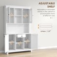 thumbnail image 5 of HOMCOM Freestanding Rustic Buffet with Hutch, 4 Door Farmhouse Kitchen Pantry Cabinet, Microwave Stand with Beadboard Panel, Drawer and Adjustable Shelves, White, 5 of 9