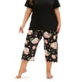 thumbnail image 5 of MUKVIK Plus Size Pajamas for Women Set, Womens Plus Size Short Sleeve V Neck Capri Pants Pajama Sets with Pockets(Floral Black 1,4X), 5 of 8