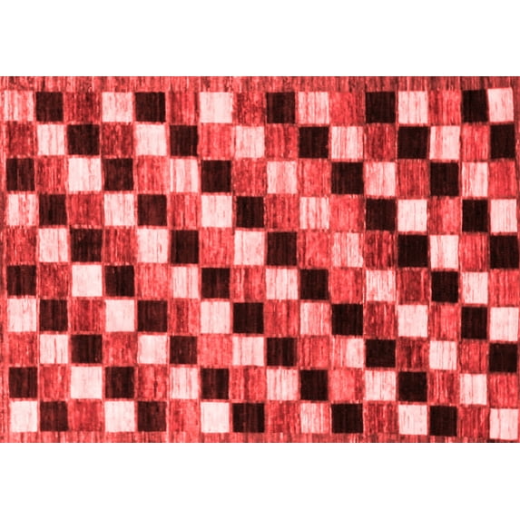 Ahgly Company Indoor Rectangle Checkered Red Modern Area Rugs, 7' x 10'
