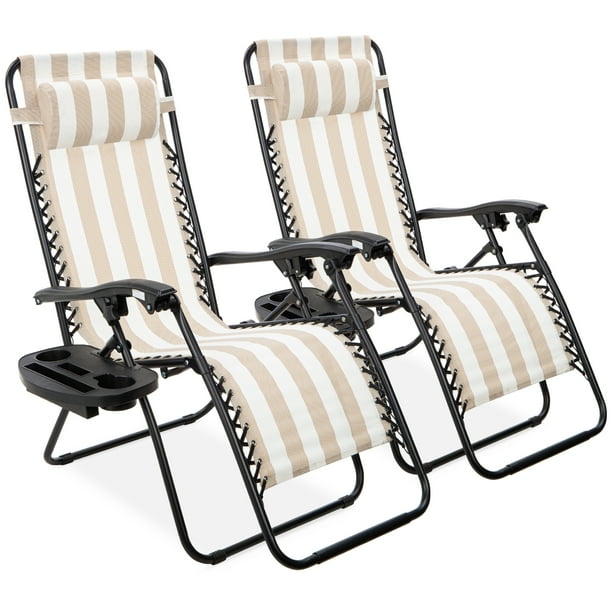 Best Choice Products Set Of 2 Adjustable Zero Gravity Lounge Chair Recliners For Patio W Cup Holders Tan Striped Walmart Com Best Choice Products Set Of 2 Adjustable Zero Gravity Lounge Chair Recliners For Patio W Cup Holders Tan Striped Walmart Com