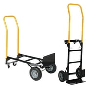 ZZZQ Hand Truck Dual Purpose 2 Wheel Dolly Cart and 4 Wheel Push Cart with Swivel Wheels