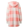 thumbnail image 5 of Letdown Womens Checkered Sherpa Jacket Plaid Long Sleeve Hoodies Coats Gingham Outwear with Pockets Loose Fit Winter warm Coat (Pink,M), 5 of 7