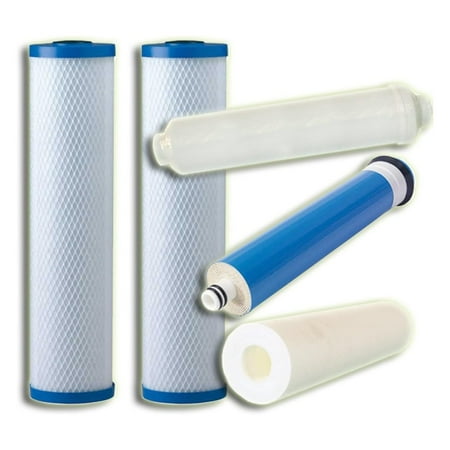 

JepoIA 5 Stage 50GPD Reverse Osmosis Replacement Filter Bundle with Membrane (Universal 2.5 x 10 Drop in Cartridges)