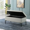 thumbnail image 3 of HomePop 18.5" Large Sustainable Woven Fabric Storage Bench w/ Metal Legs in Gray, 3 of 12