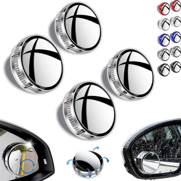 Espejo convexo de punto ciego para coche con ventosa, espejo retrovisor lateral ajustable con rotación de 360 grados, espejo retrovisor gran angular convexo extraíble, visión gran angular de alta defi