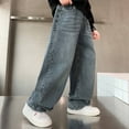 thumbnail image 4 of CPNG Boy's Thermal Fleece Lined Jeans Teen Boys Elastic Waist Straight Leg Button Front Zipper Denim Pants(Blue,9-10 Years), 4 of 7