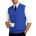 thumbnail image 6 of Men's Sweater Vest V-Neck Sleeveless Knitted Cardigan Big and Tall Solid Color Sweater Vest, 6 of 7