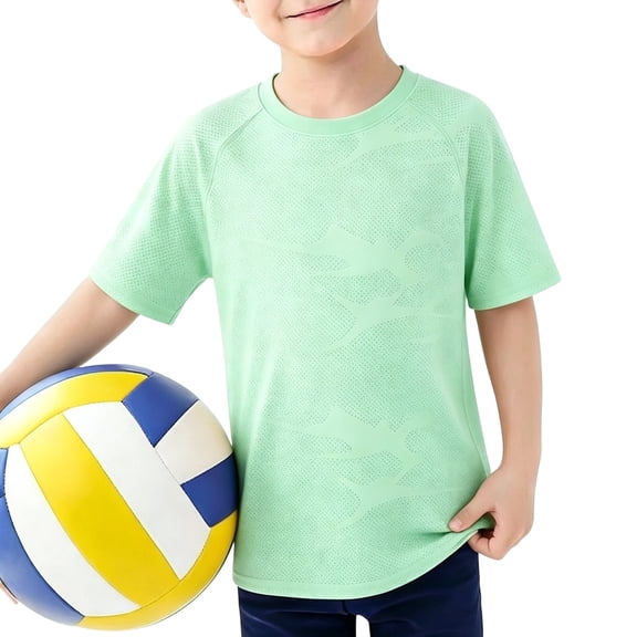 SOFTCCLO Boys Tshirts Short Sleeve Crewneck Solid Color Tops Sport Casual Athletic Comfy Kids T Shirts Size 13-14Y