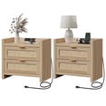 thumbnail image 5 of SICOTAS Rattan Nightstands Set of 2 with Charging Station, USB Port, Boho Bedside Table with 2 Storage Drawers, End Table Side Table for Living Room, Bedroom, 5 of 10