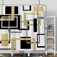 thumbnail image 2 of Modern Geometric Shower Curtain Black White Gold Geometry Squares Bath Curtain Abstract Mid Century Farmhouse Hotel Home Bathtub Decor Waterproof Curtain for Bathroom with Hooks 72x72 Inches, 2 of 6