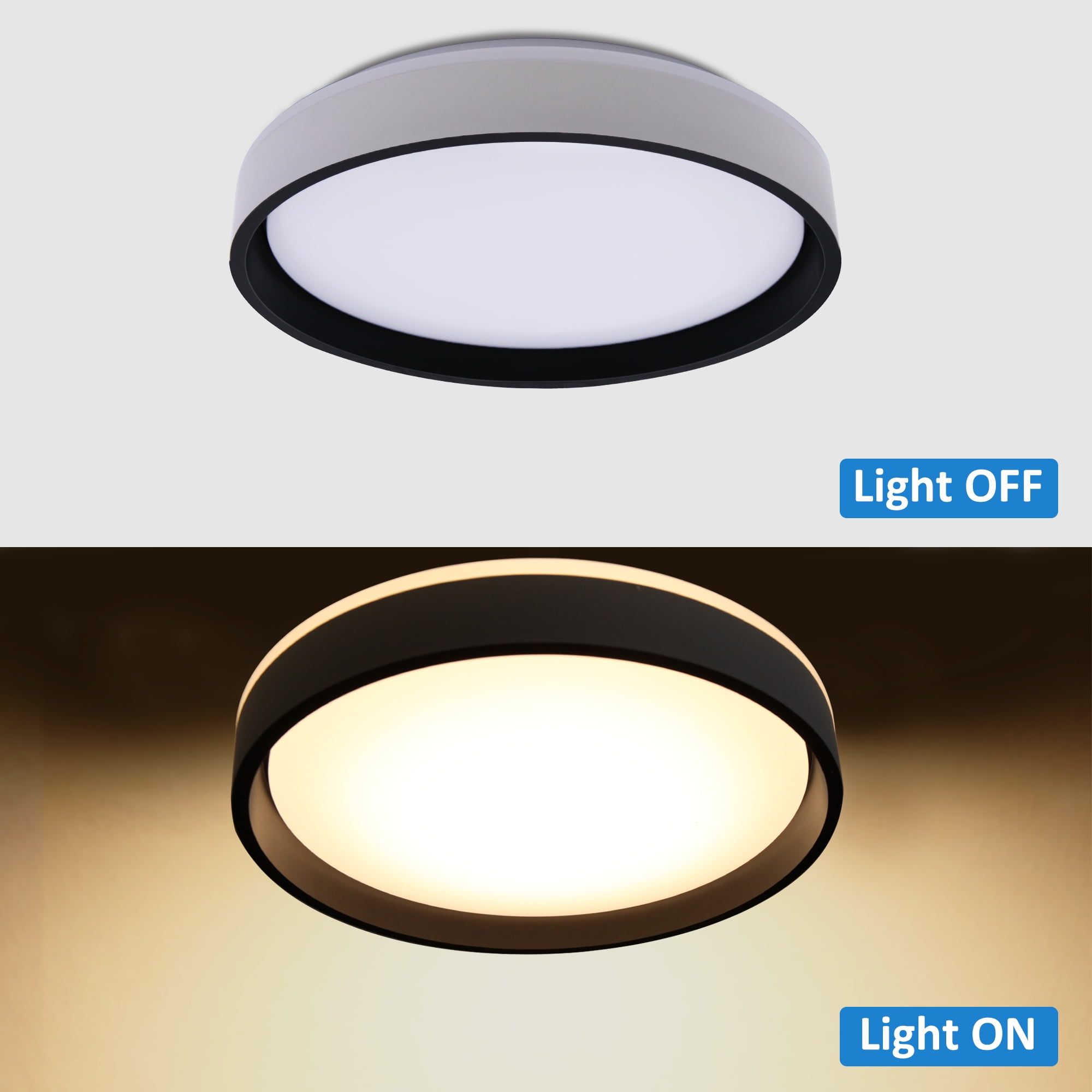 MingBright 15 Inch Modern Round Light Fixtures Ceiling Mount Dimmable, 24W LED Ceiling Light, 3000K/4000K/5000K 3 Color Temperature for Bedroom, Kitchen, Living Room,Bathroom