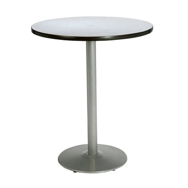 KFI Studios Mode 2.5' Round Bistro Table, Grey Nebula, Silver Base