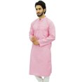 thumbnail image 4 of Atasi Men's Plain Ethnic Pink Cotton Long Shirt Summer Casual Kurta-Small, 4 of 7