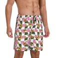 thumbnail image 2 of Honeii Abstract Pink Plaid Butterfly Print Men's Pajama Sleepwear Shorts - a comfy pajama bottom and lounge short for Relaxed Home Wear-XX-Large, 2 of 6