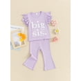 thumbnail image 3 of Bslissey Toddler Baby Girls Cute Long Pants Sets Letter Embroidery Short Sleeve T-shirt + Elastic Flare Pants 6M-4T Kids Fashion Summer 2Pcs Outfits for Casual Daily, 3 of 9