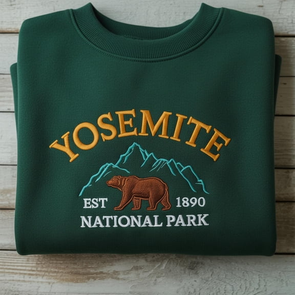 Yosemite National Park Embroidered Crewneck, Embroidered Crewneck, National Park Sweatshirt, Gift for Nature Lovers Adventure Seekers