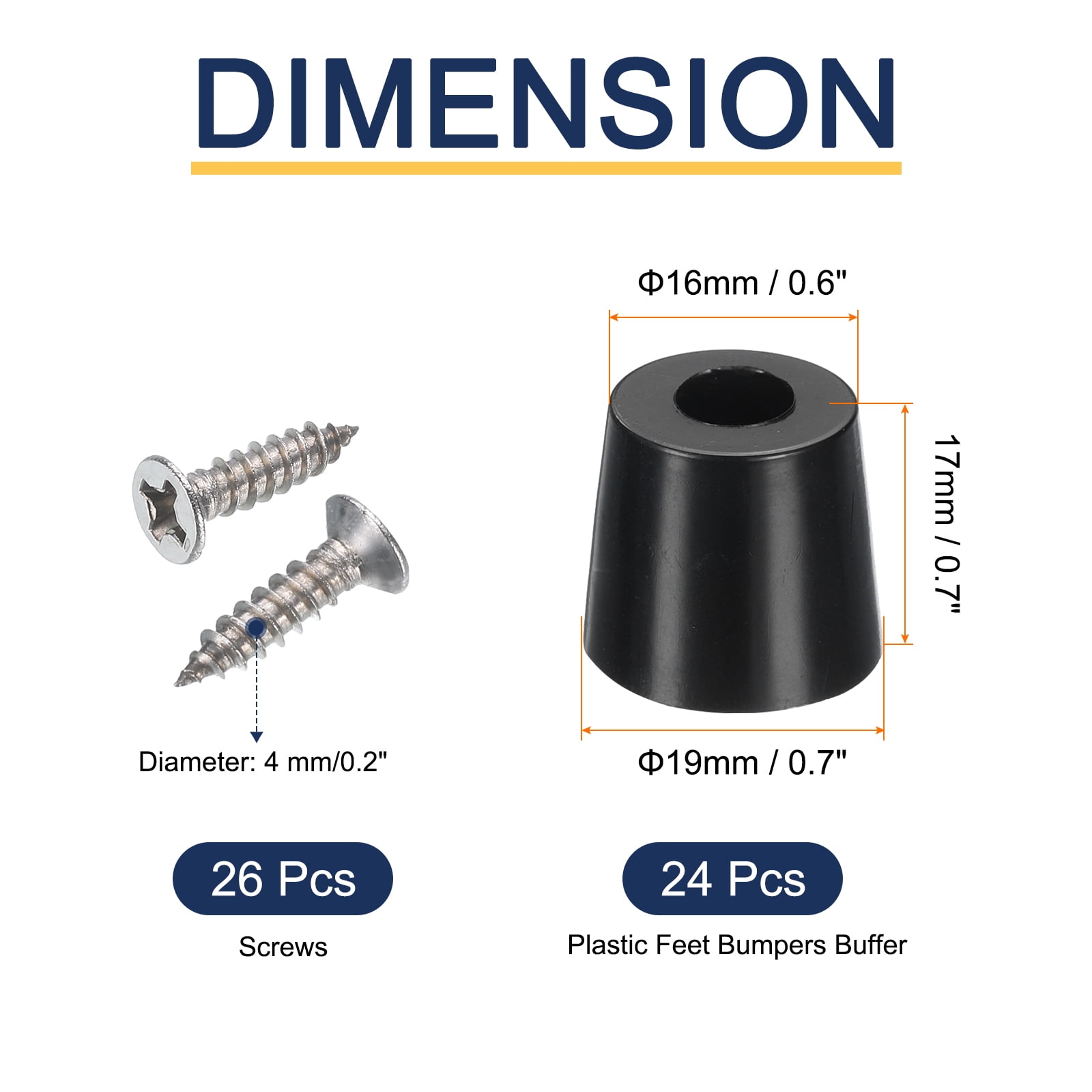 Unique Bargains Rubber Feet Bumpers Non-Slip Pad Screws for Cutting Board 0.7" x 0.7"