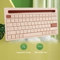 thumbnail image 2 of 79 Keys Wireless Bluetooth Keyboard with Built-in Stand, Portable, Multi-Device, for Tablet, Phone, Desktop, Latte Color, 2 of 4
