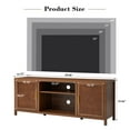 thumbnail image 5 of Wirrytor Mid Century Modern TV Stand with Storage Cabinet, 65 inch Low TV Console Table, Rattan TV Stand with Doors, Rustic Walnut TV Entertainment Stand with Shelves for Bedroom/Living Room, 5 of 8