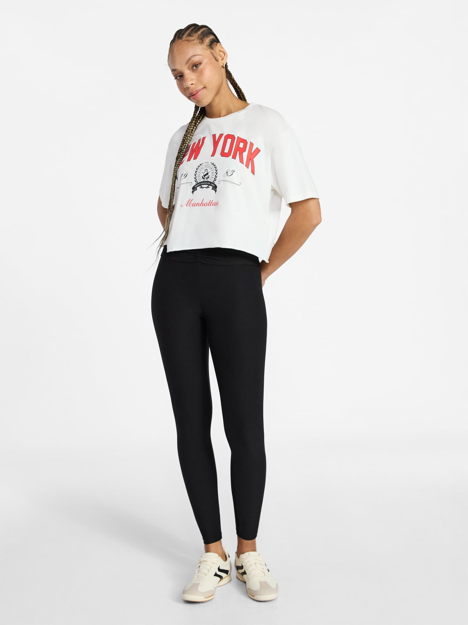 No Boundaries Cinched Front Waistband Leggings, 27" Inseam, Women's XXS-1X