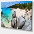 thumbnail image 2 of Turquoise Ocean Water with Rocks - Modern Seascape Canvas Artwork, 2 of 3