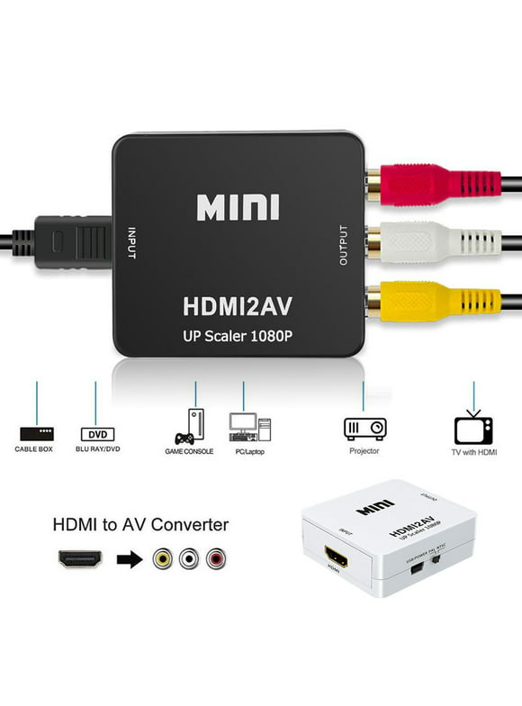 ODOMY HDMI to RCA Converter Composite AV Adapter Set 1080p HDMI to AV Converter Includes HDMI and Composite Cable-White
