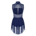thumbnail image 5 of Aiihoo Womens Glitter Lyrical Dance Dress Sleeveless Sheer Mesh Patchwork Leotard Dress Dancewear Navy Blue S, 5 of 7