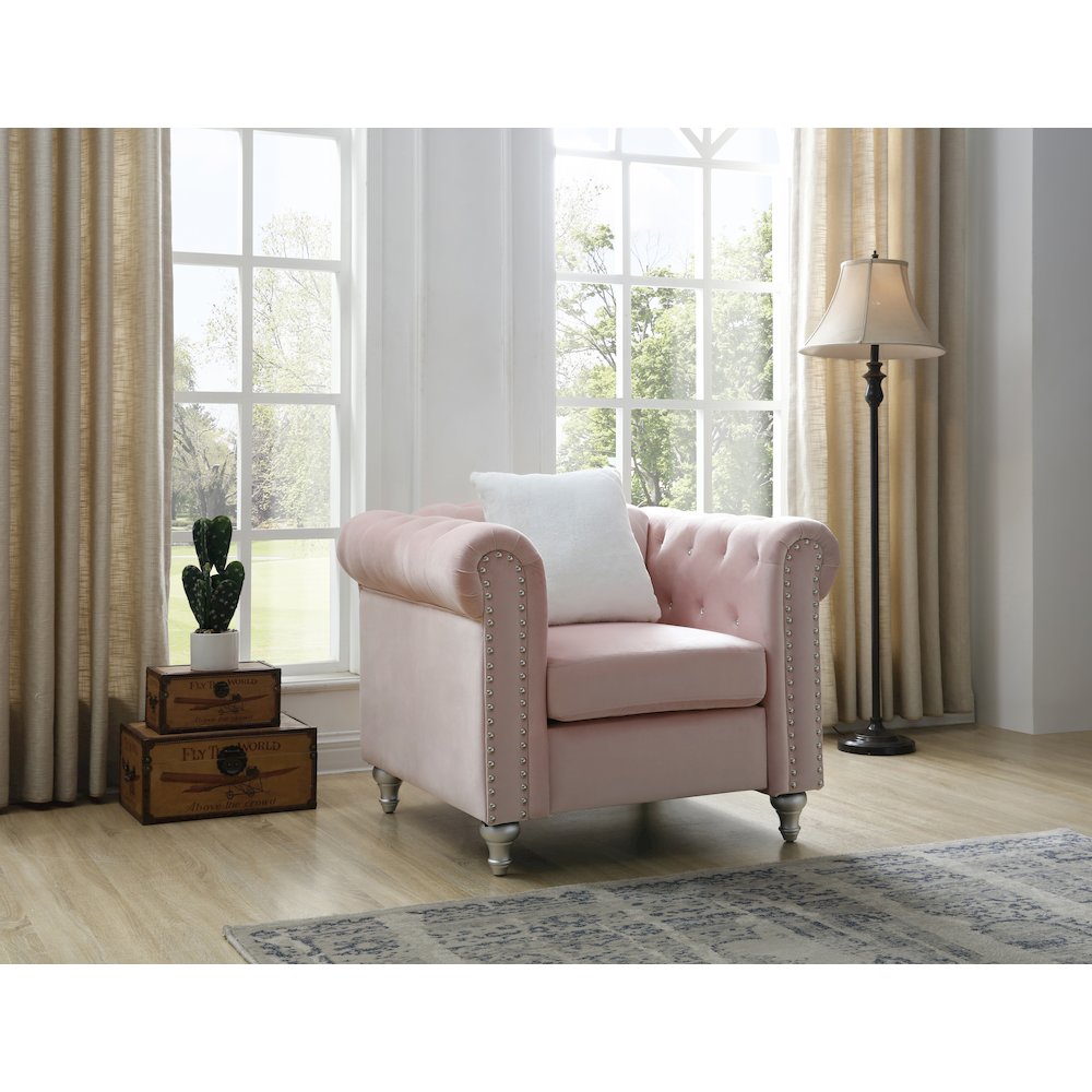 Glory Furniture Raisa Accent Chair in Pink Color