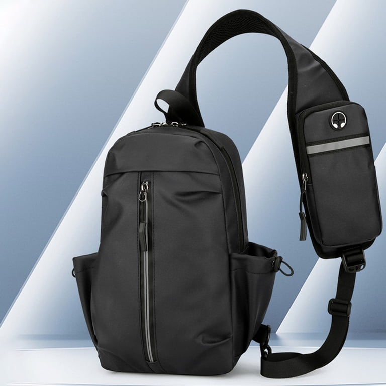Nylon Sling Backpack, Water-Resistant Crossbody Bag for Outdoor Travel TUDEQU Crossbody Sling Backpack with USB Port | Water  main image 3