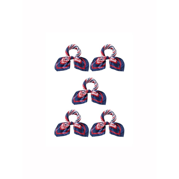 5Pcs Women Square Scarf Scarves Leopard Printed Striped Polka Dots Pattern Kerchief Neckerchief 5pcs-50x50cm Red Blue Geometric