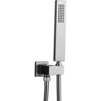 Solid Brass High Pressure Hand Held Shower Wand Square Head with Adjustable Supply Elbow Wall Connector Shower Holder and Hose Set, Brushed Nickel