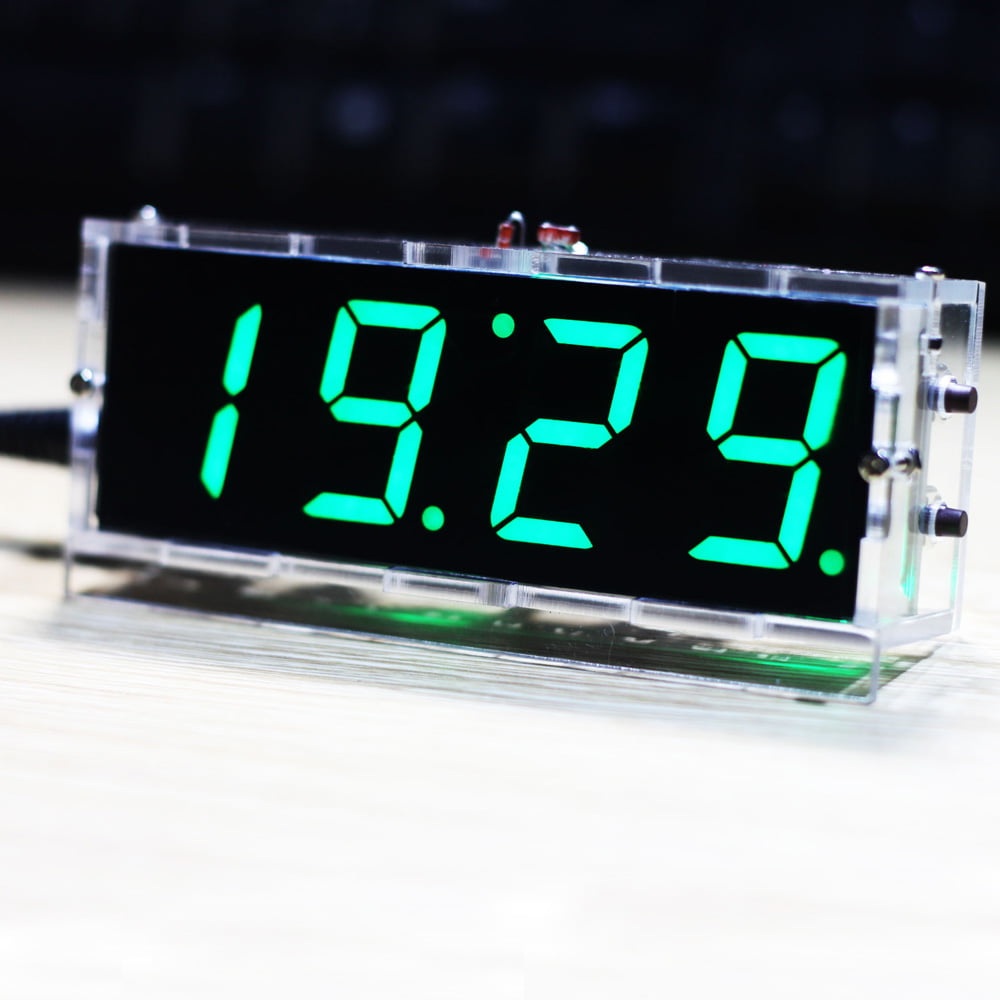 Electronic DIY Clock Kit LED Microcontroller Digital Clock Time Thermometer 1Set