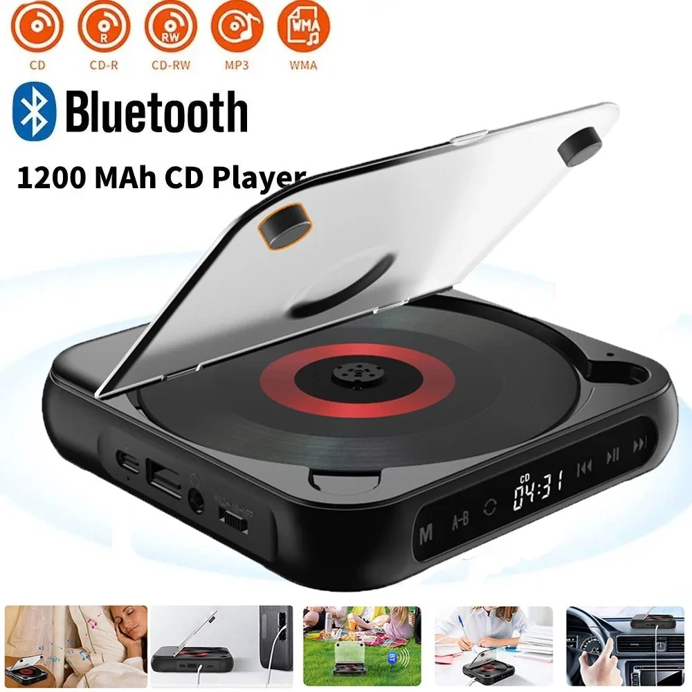 MUSICOZY Portable CD Player, Bluetooth Transmitter, Rechargeable