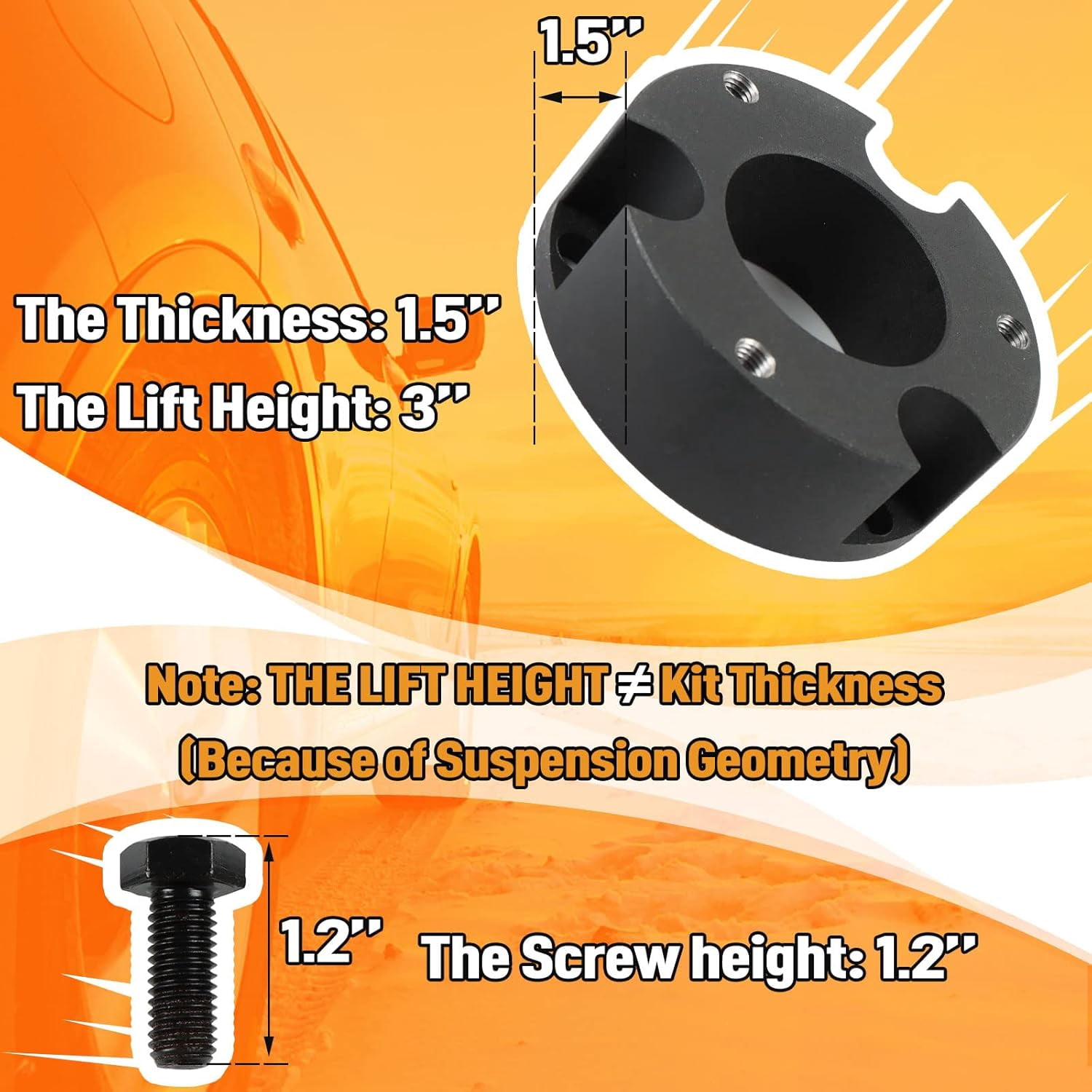 PANGOLIN 2Pcs 3" Front Leveling Lift Kit Fit for 2005-2022 Toyota Tacoma, 2003-2021 Toyota 4Runner, 2007-2015 Toyota FJ Cruiser Suspension Leveling Kit Automotive Professional Replacement Parts