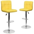 thumbnail image 3 of Flash Furniture 2 Pack Contemporary Yellow Quilted Vinyl Adjustable Height Barstool with Chrome Base, 3 of 15