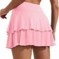 thumbnail image 5 of Bmisegm Women's Double Layered Pleats Tennis Skirts for Women High Waisted Skirt with Shorts Pockets Workout Athletic Skort for Summer Casual Sports Skirts Womens Shorts Light Pink XL, 5 of 6