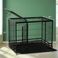 thumbnail image 3 of CL.HPAHKL 42 Inch Dog Crate, Heavy Duty Dog Kennel with Lockable Wheels Wire Dog Crate with Double-Door,Divider Panel, Removable Tray Indestructible Dog Crates Dog Cage for Large Medium Dogs, Black, 3 of 12