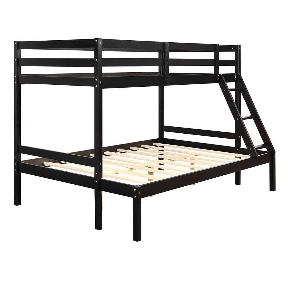Kepooman Twin over Full Solid Wood Bunk Bed with Ladder for Bedroom Dorm, 79.5"L x 56.9"W x 59"H, Espresso Kepooman Twin over Full Solid Wood Bunk Bed with Ladder for Bedroom Dorm, 79.5"L x 56.9"W x 59"H, Espresso