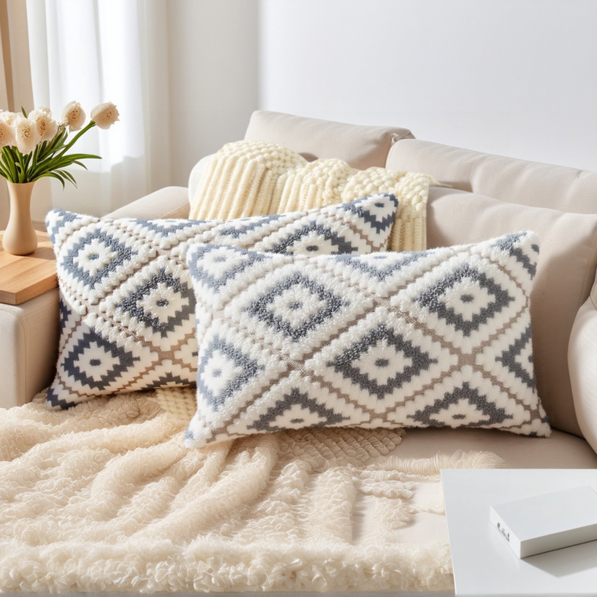Unique Bargains Pack of 2 Soft Plush Throw Pillow Covers Green 12" x 20"