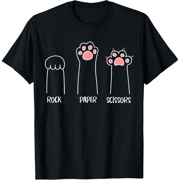 Introvert Cat Animal Rescue Pet Lover Apparel Rock Paper Scissors Hand Game Cute Paw Funny Cat T-Shirt