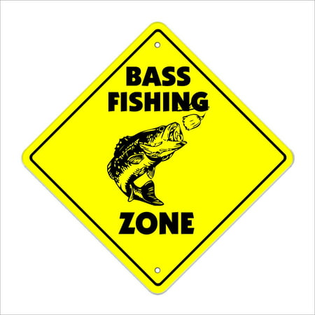Bass Fishing Crossing Sign Zone Xing | Indoor/Outdoor | 14