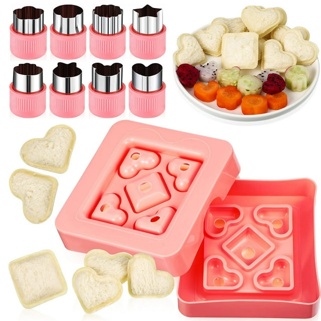 Zootealy 9 Pieces Sandwich Cutter Set Mini Sandwich Cutter Decruster DIY Pocket Sandwich with Vegetable and Fruit Cutters Shapes Sandwich Cutter and Sealer Bread Crust Cutter Bento Box Accessories