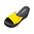 thumbnail image 2 of Summer Saving Clearance! Tuobarr Women's Wedge Sandals Matsu Heel Thick Sole Slope Heel Women's Shoes Breathable Slip-On Beach Sandals Yellow US Size 4.5, 2 of 5