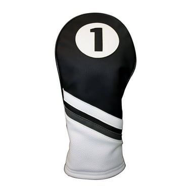 Golf Headcover Black and White Vintage Leather Style Driver Head Cover Fits 460cc Drivers