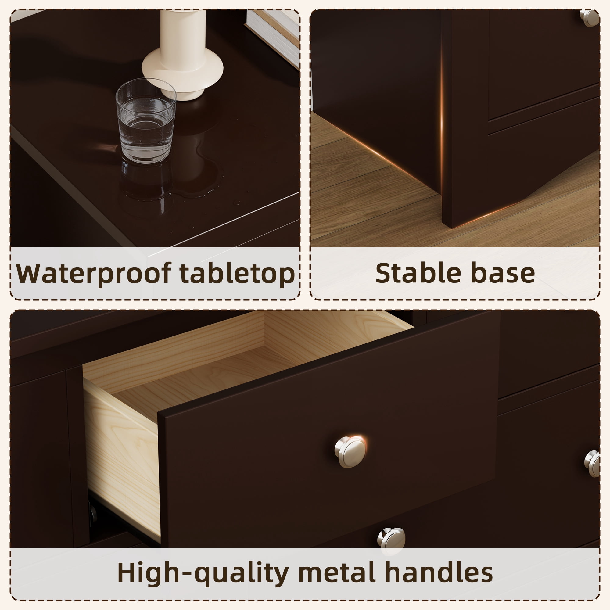 Homall 5 Drawer Double Dresser, Modern Wood Chest of Drawer for Living Room Bedroom,Brown