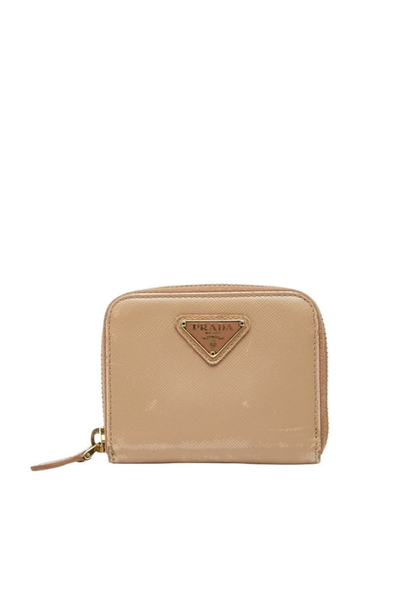 Pre-Owned Prada Triangle Logo Plate Wallet/Coin Case, Business Card Case/Card Coin Purse...