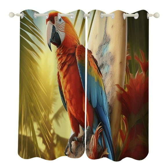 Hawaiian Style Blackout Curtains for Bedroom Curtains Insulated Room Darkening Window Drapes for Living Room